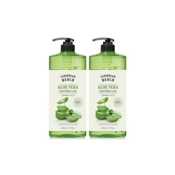 캐리비안비치 대용량 알로에 수딩젤 1000ml 2개 / 수분크림 
